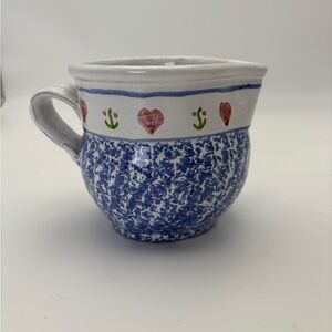 Vintage  Handpainted Blue and White Pottery Small Pitcher made in Portugal